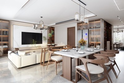 新中式客餐厅3D模型下载